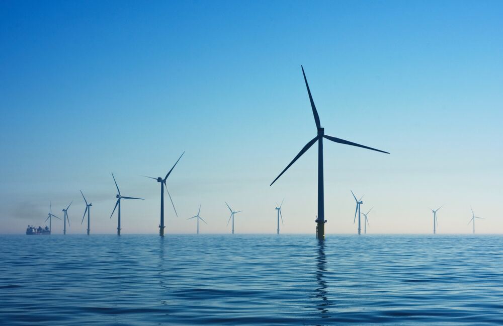 windmill farm in the ocean