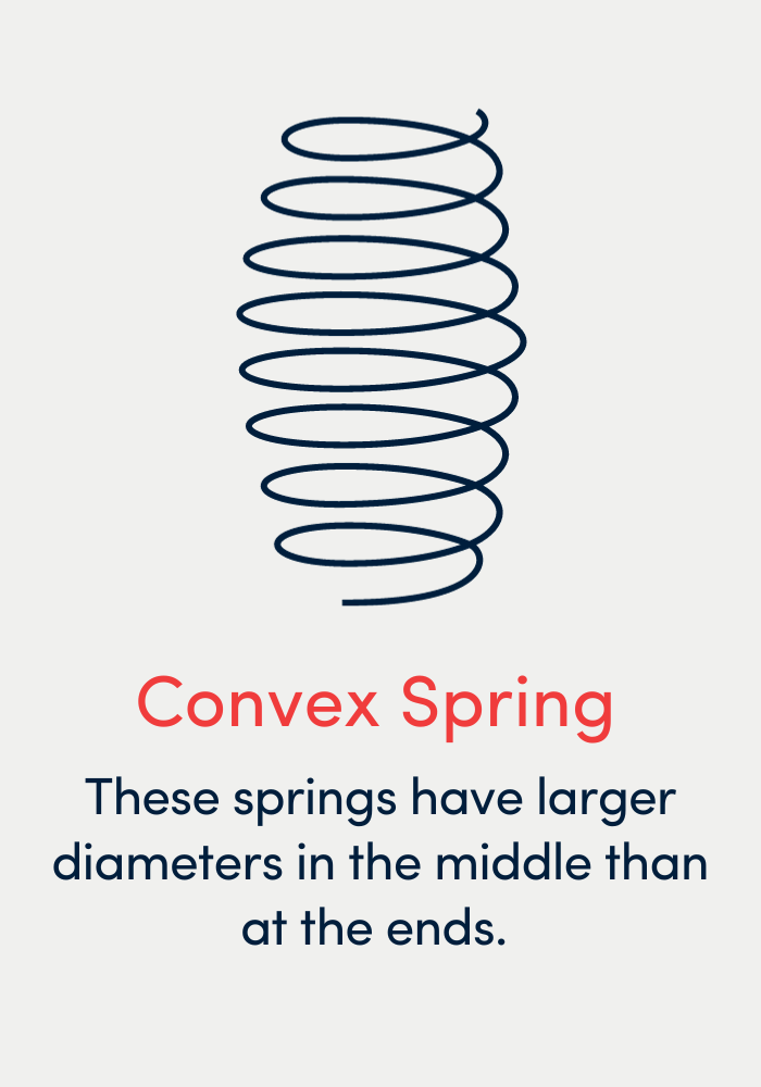 Convex Spring - These springs have larger diameters in the middle than at the ends