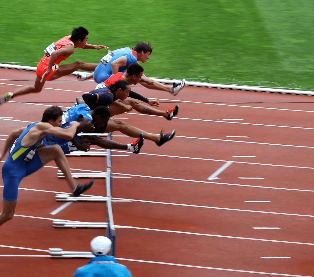 men competing in olympics sprint